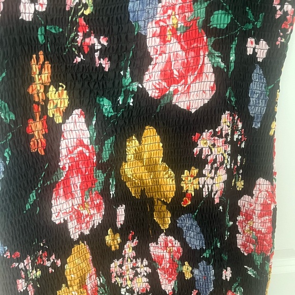 Women’s Floral Midi Tank Ruffle Hem Smocked Bodycon Dress - Picture 5 of 6